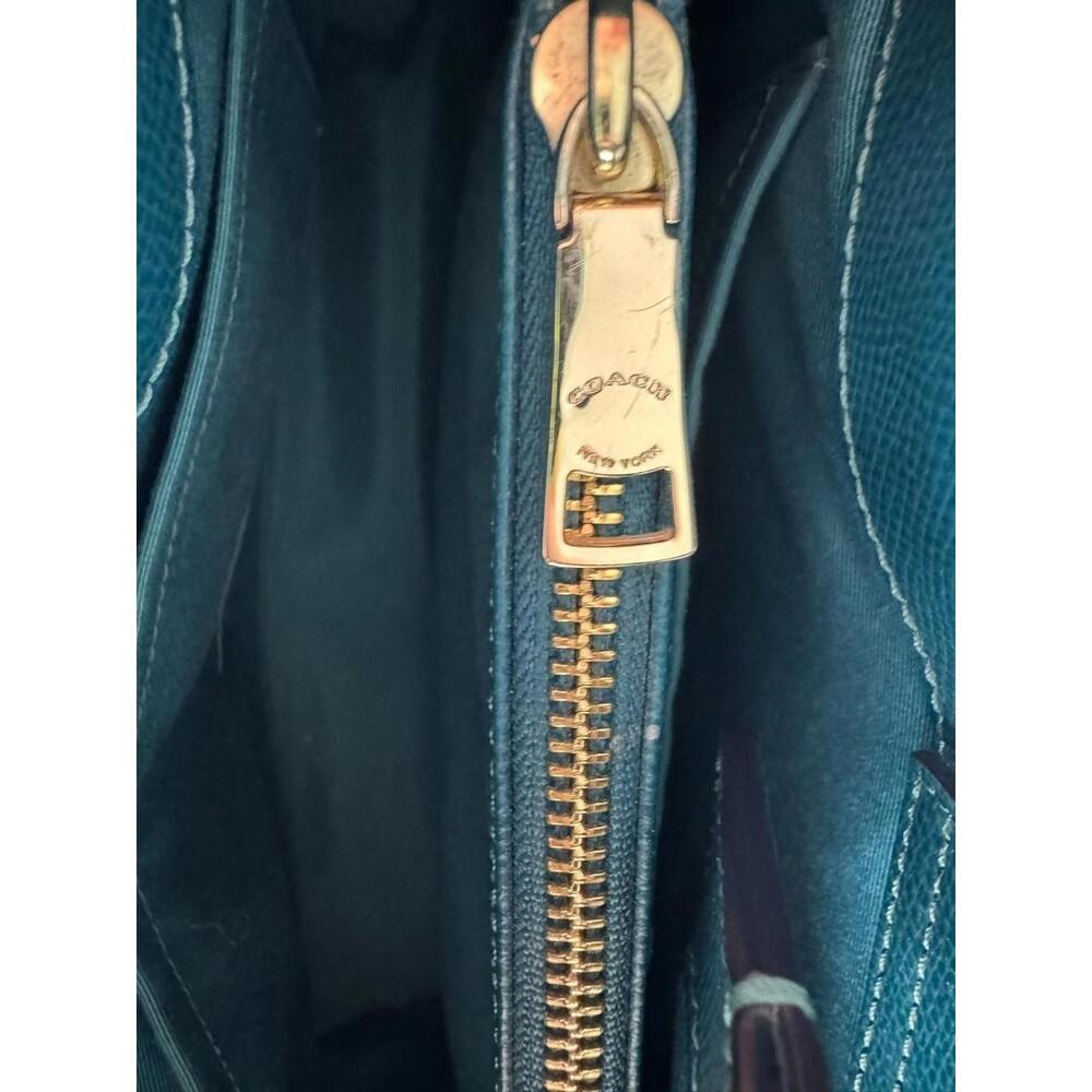 Coach Margot Leather Satchel Carryall Deep Turquoise - Picture 7 of 9